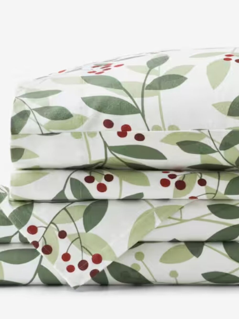 NWT Company Store Berries & Leaves Velvet Flannel Holiday Sheet Set